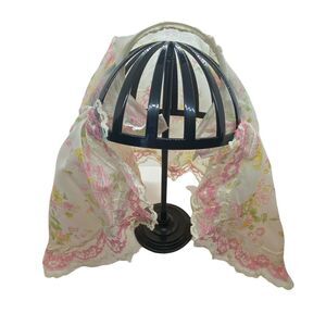 Scarf for Church Vintage 60s Womens Pink Floral Classic Small Head Band Shoulder